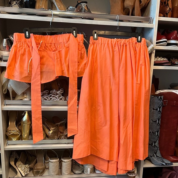 Free People Dresses & Skirts - Free People Vibrant Orange Midi Skirt Set